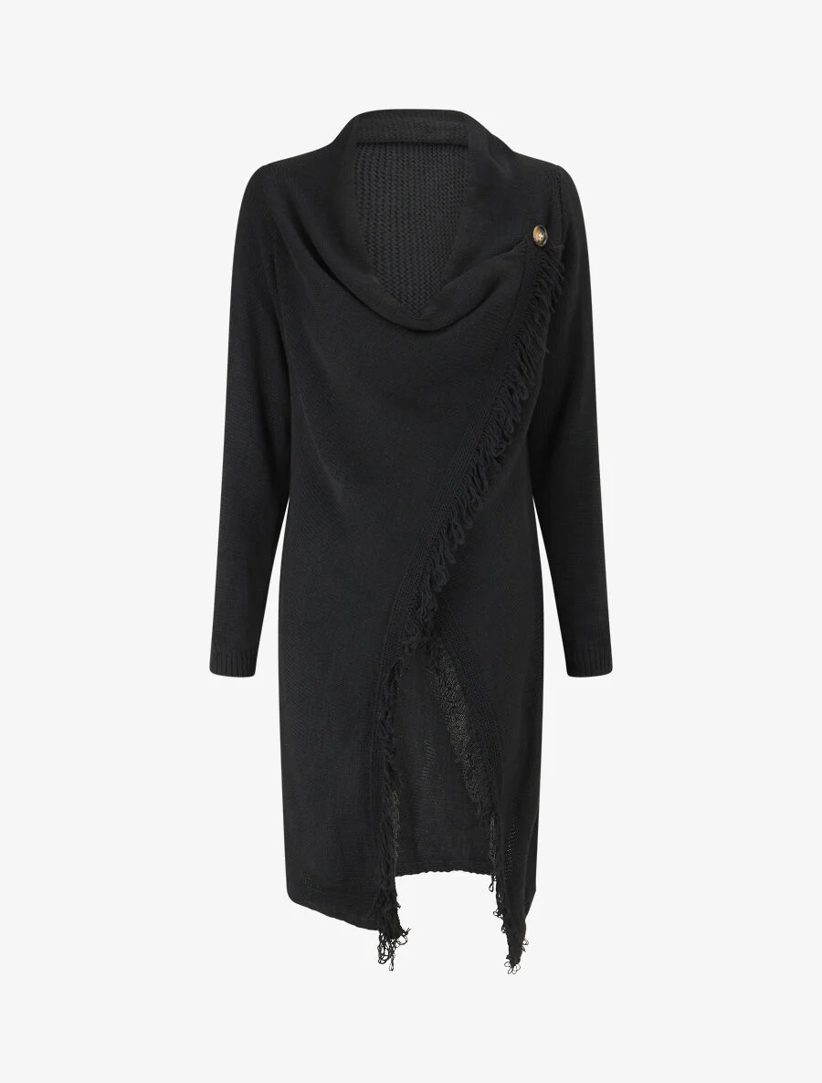 Gerafeld asymmetrisch gilet - zwart