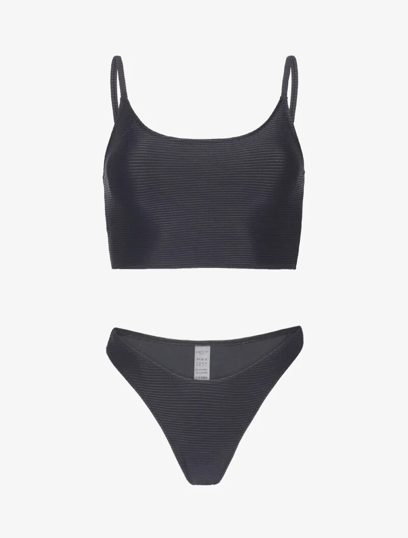 Geribbelde bikinitop - zwart
