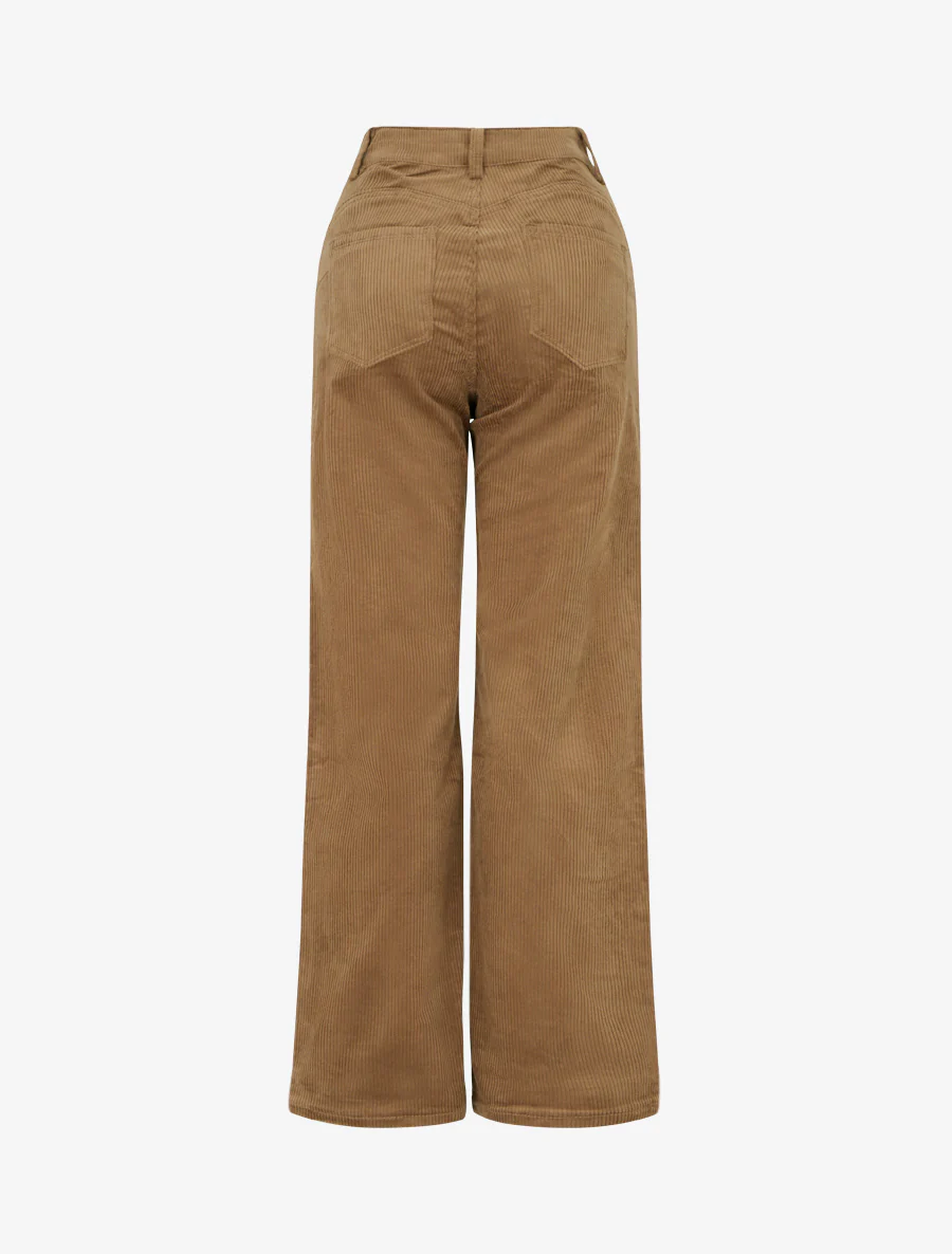 Geribbelde push-up broek met fluweeleffect - Kameel - Image 2
