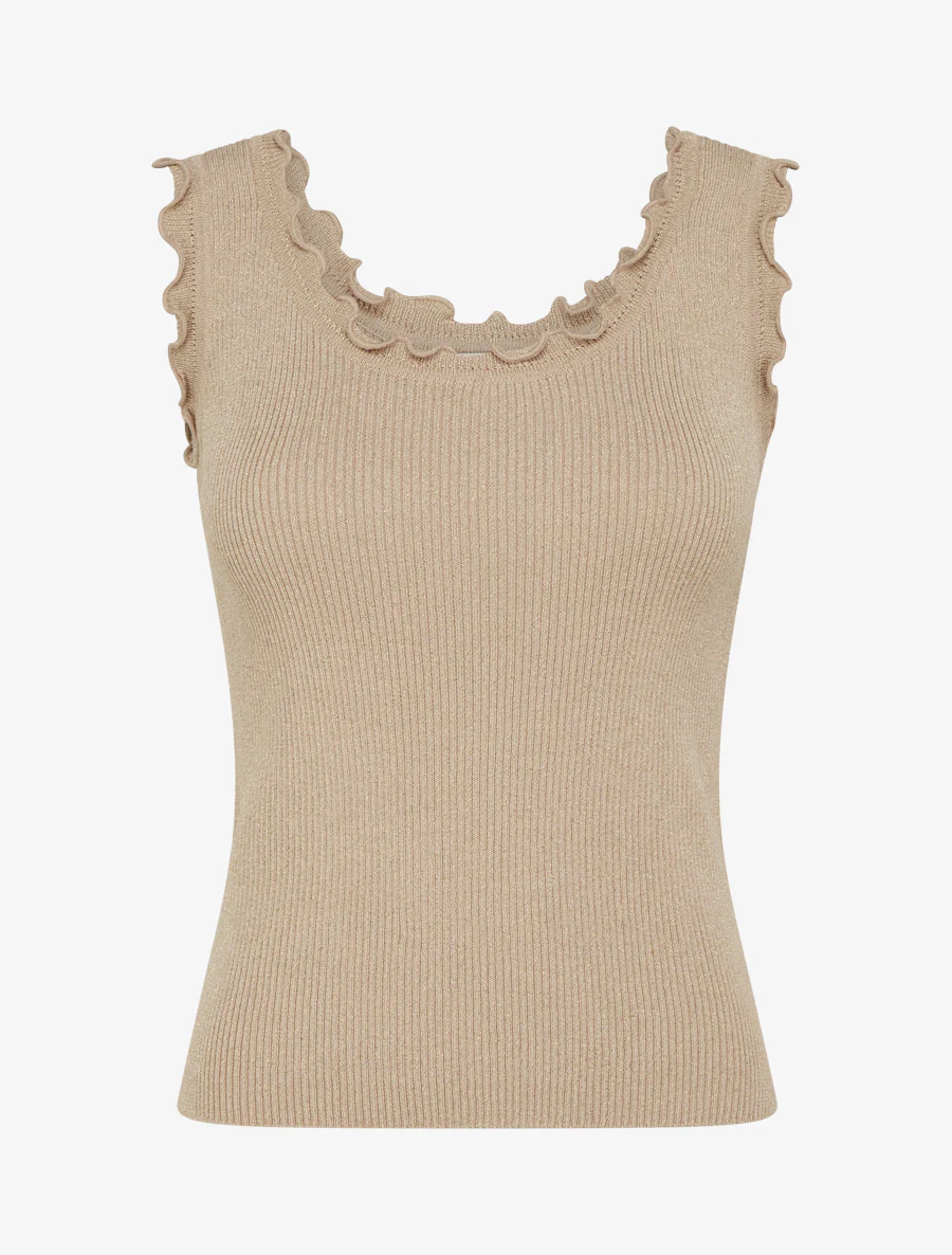 Geribd glitterhemdje - Beige
