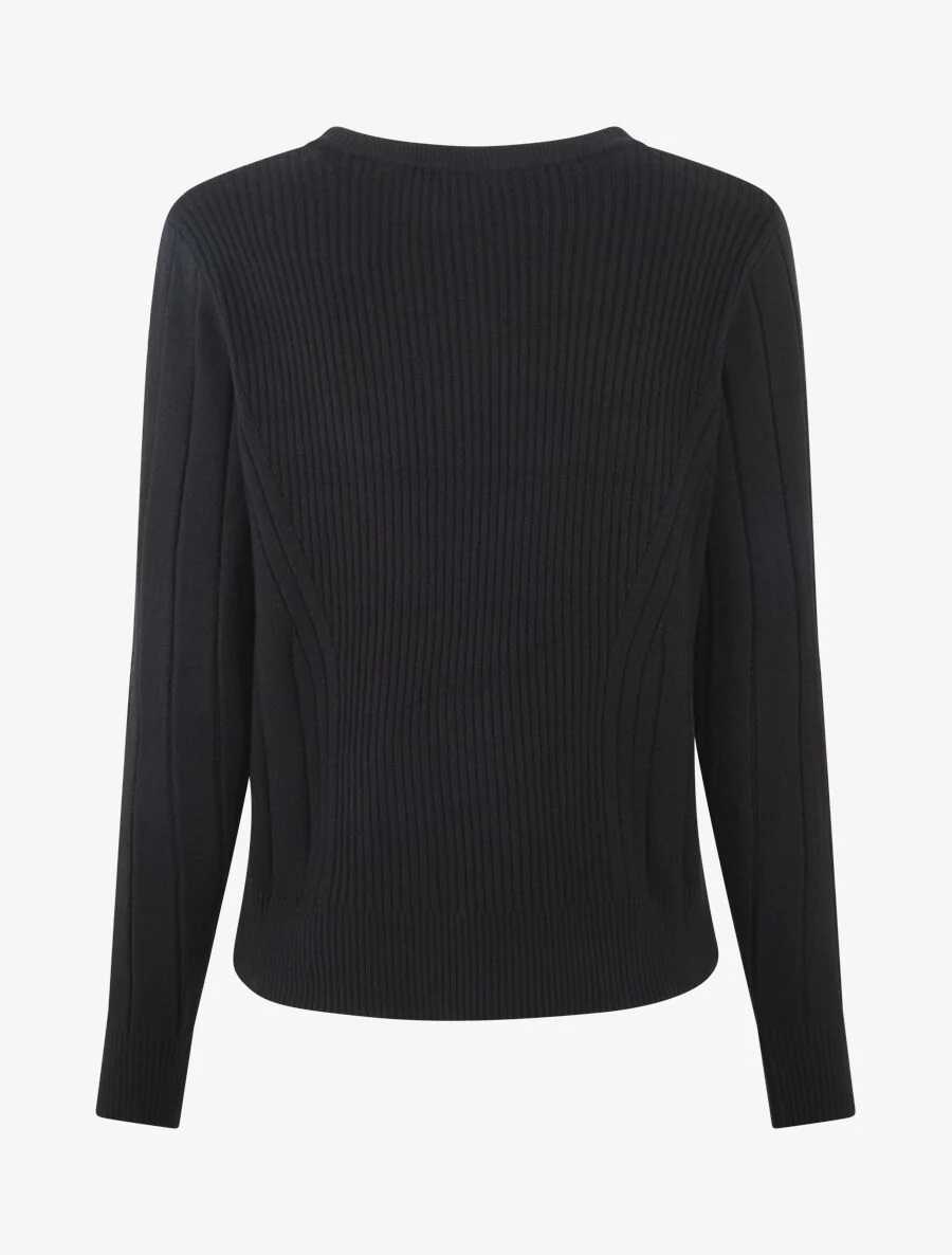 Geribd nauwsluitend vest met rits - zwart - Image 2