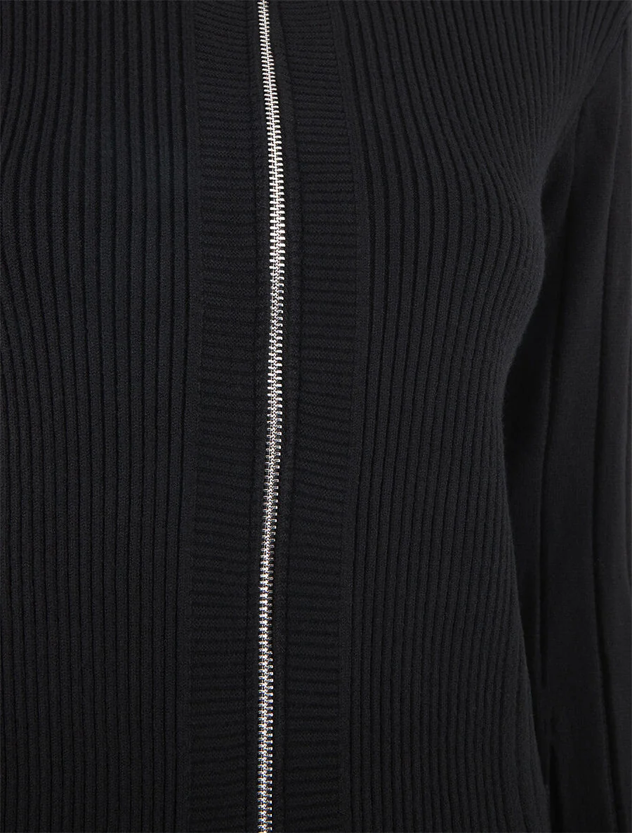 Geribd nauwsluitend vest met rits - zwart - Image 3