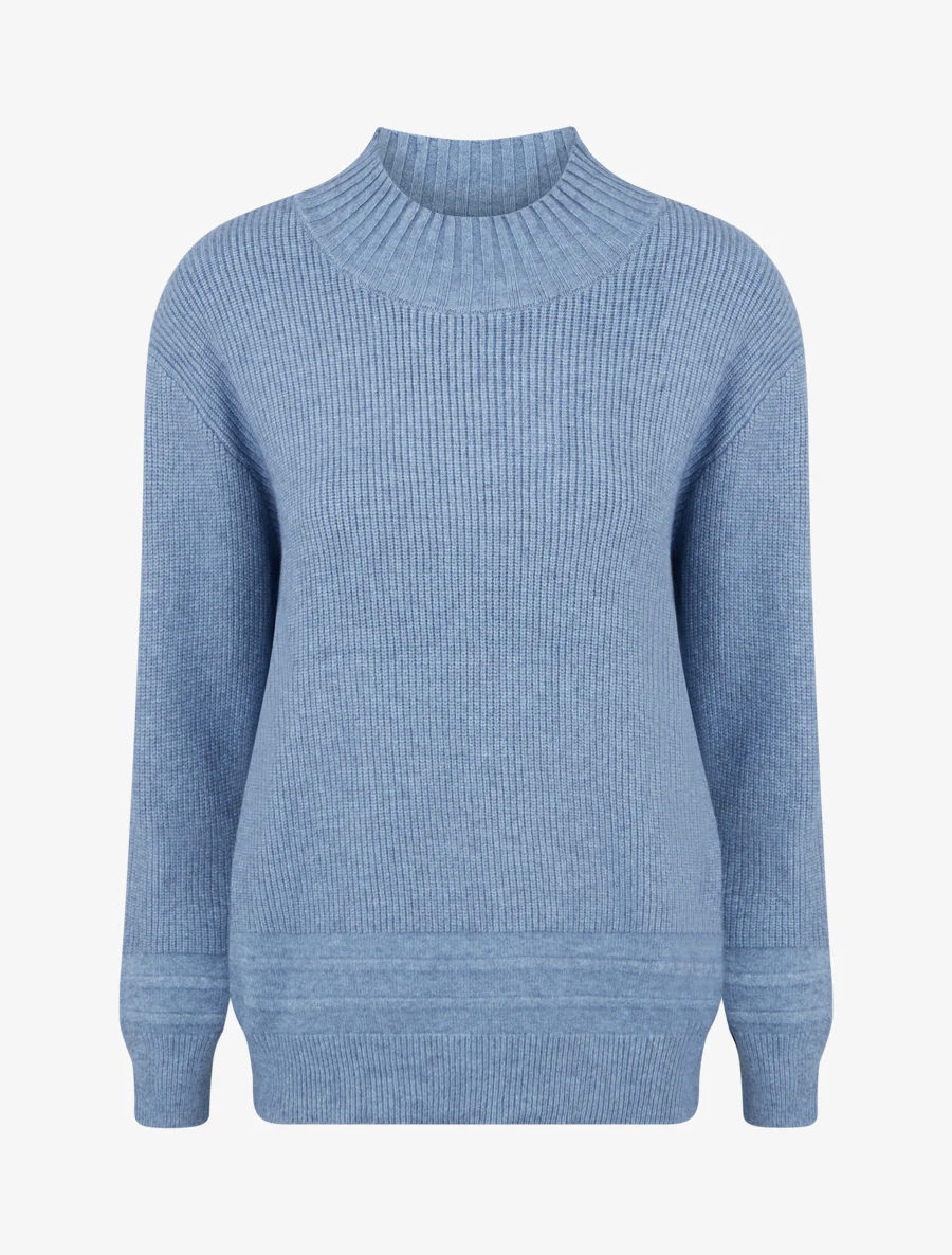 Geribde effen rechte trui - Blauw
