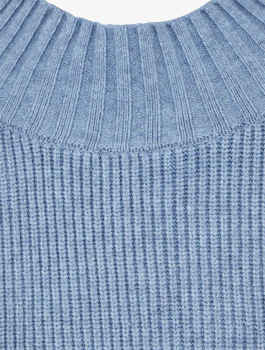 Geribde effen rechte trui - Blauw - Image 3