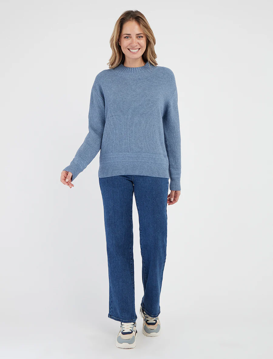 Geribde effen rechte trui - Blauw - Image 4