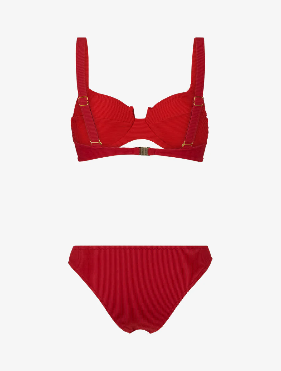 Geribde gescheurde bikini - Rood - Image 2