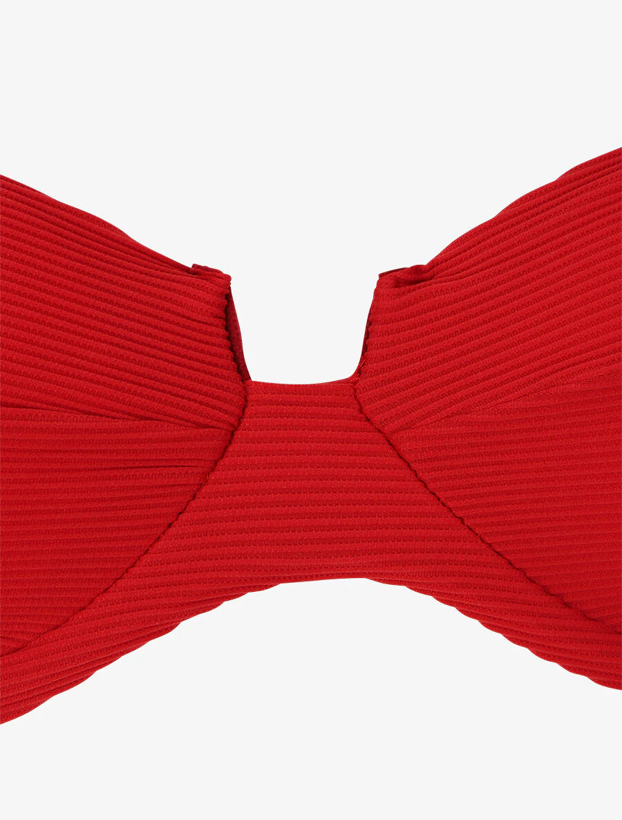 Geribde gescheurde bikini - Rood - Image 3