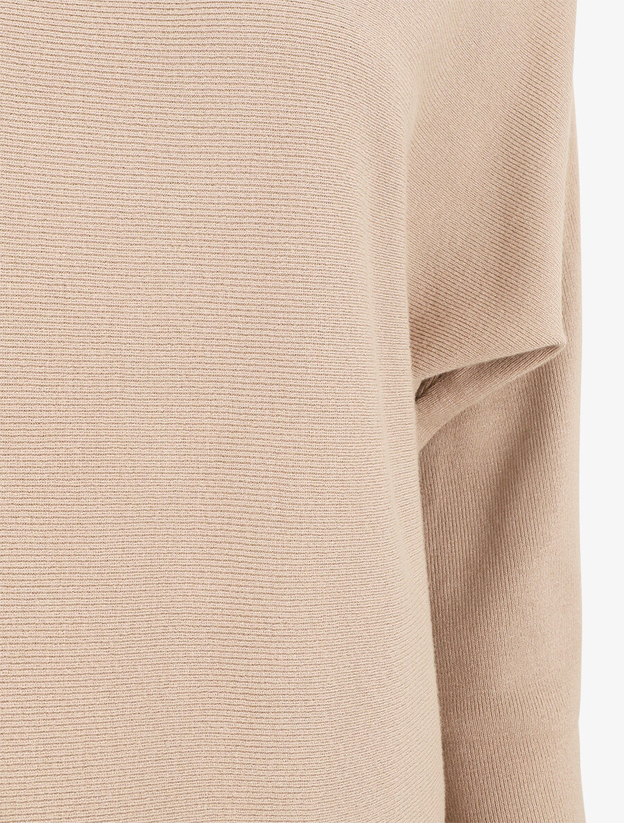 Geribde trui met opengewerkte rug - beige - Image 3