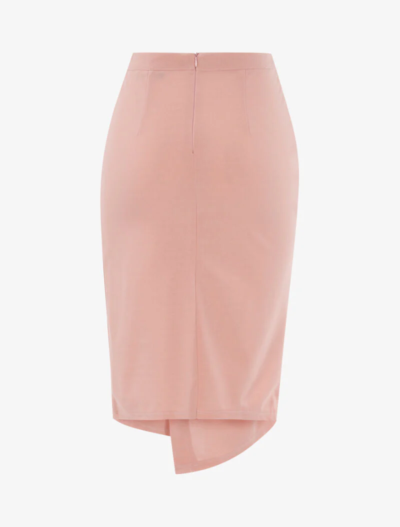 Rok met ruches en asymmetrische zoom - roze - Image 2