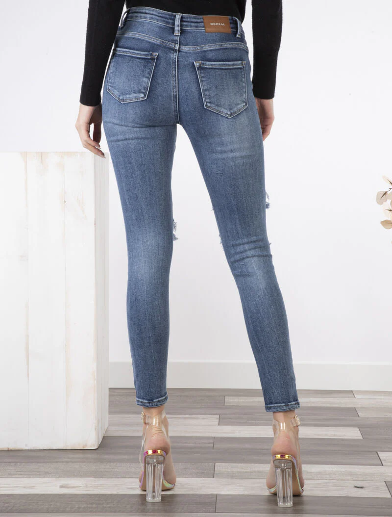 Gescheurde skinny jeans - blauw denim - Image 2