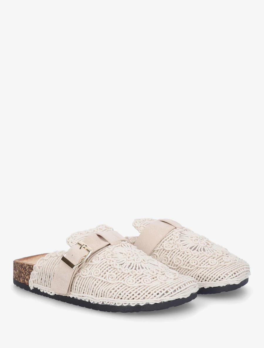 Gesloten muiltjes in macramé - Beige - Image 4