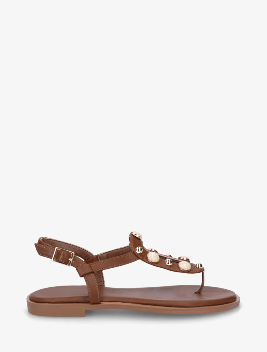 Gesloten sandalen met studs en gemarmerde sieraden - Bruin