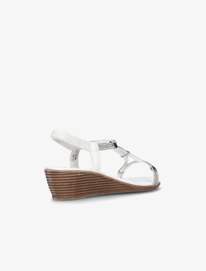 Met riemen versierde sleehakken met strass - wit - Image 5