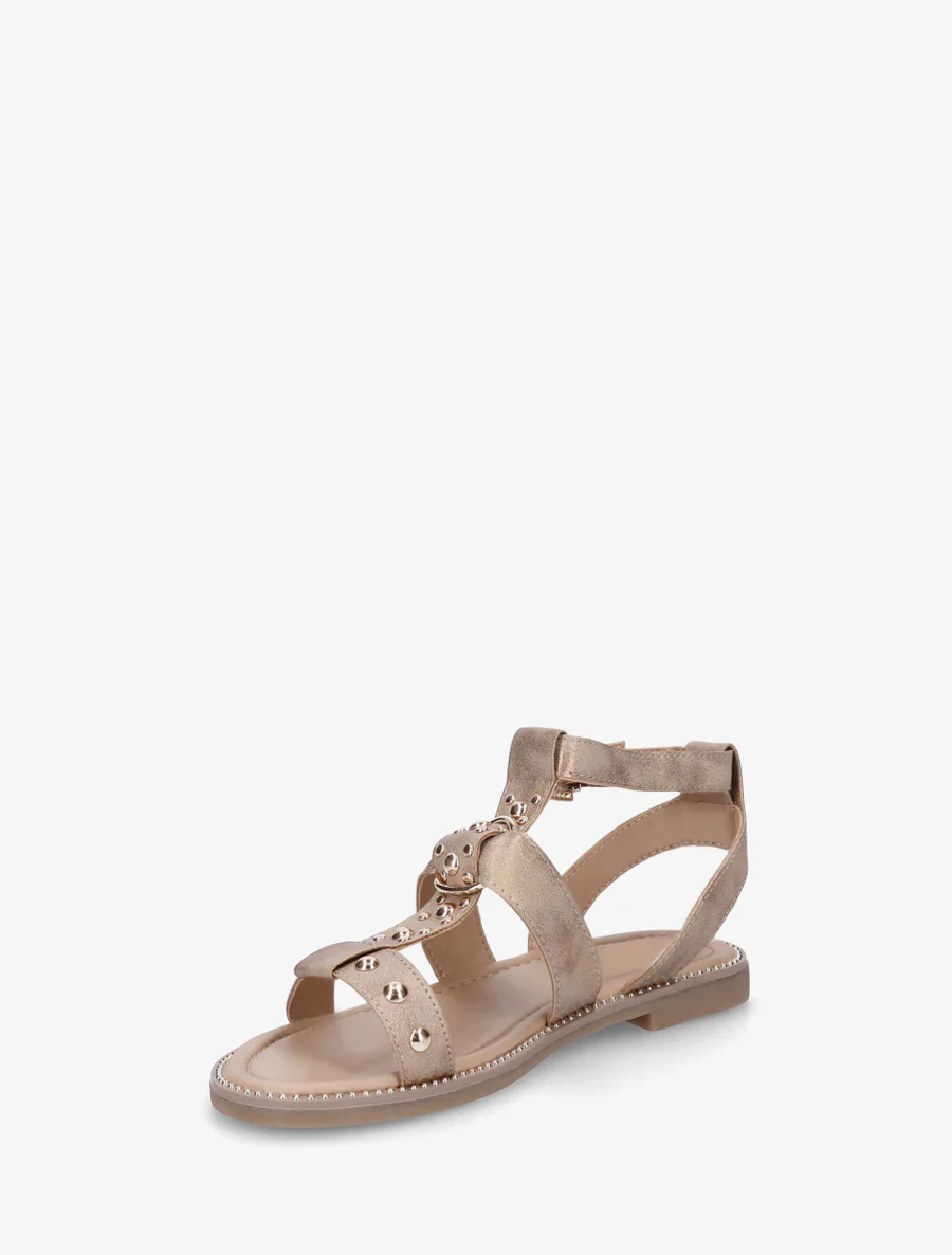 Gespikkelde platte sandalen van iriserend imitatieleer. - Mol - Image 3