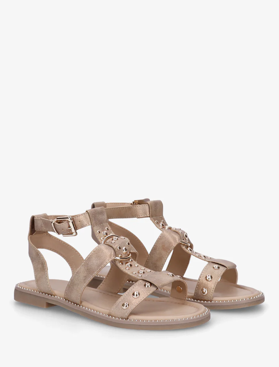 Gespikkelde platte sandalen van iriserend imitatieleer. - Mol - Image 4