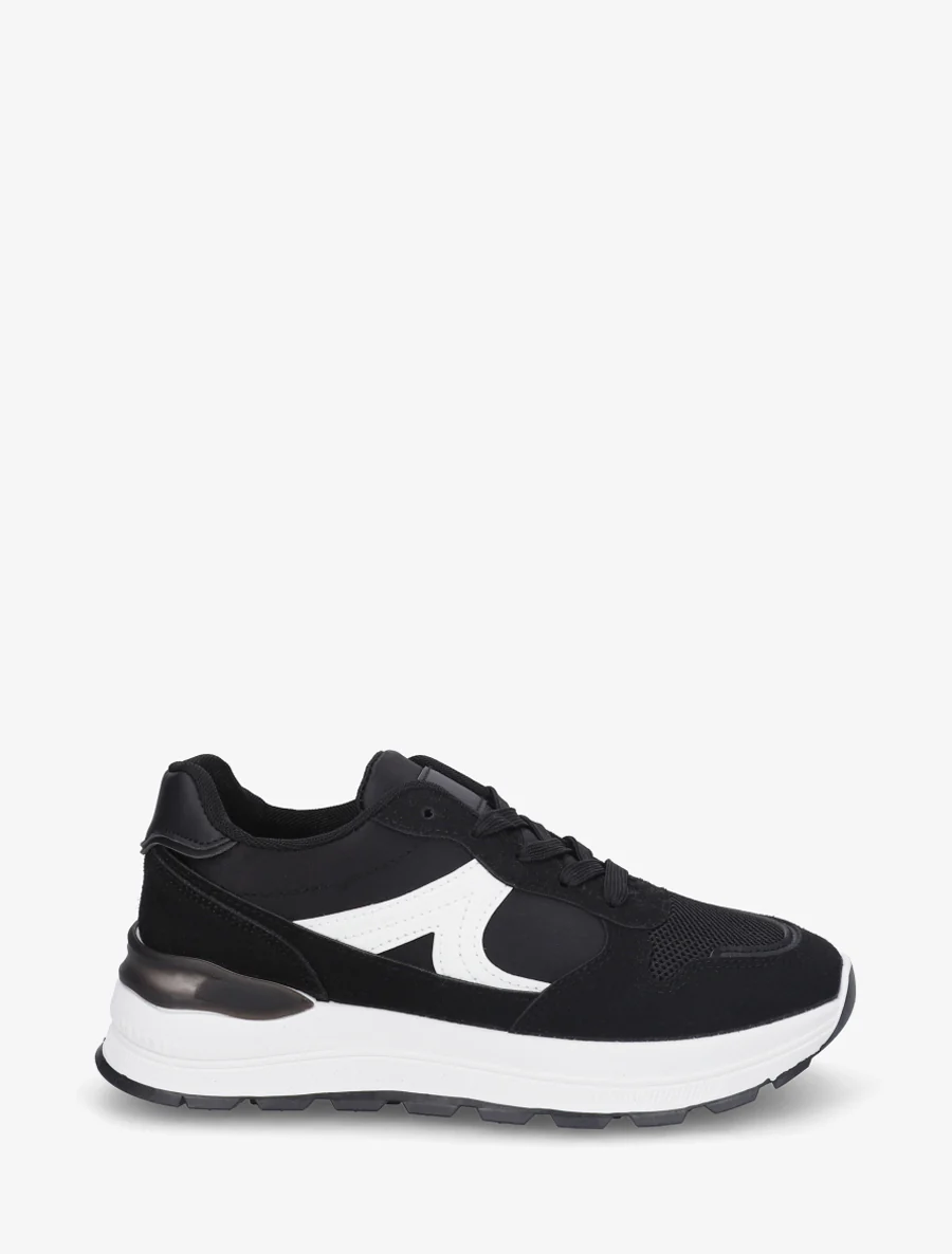 Gestileerde sneakers van imitatieleer - Zwart