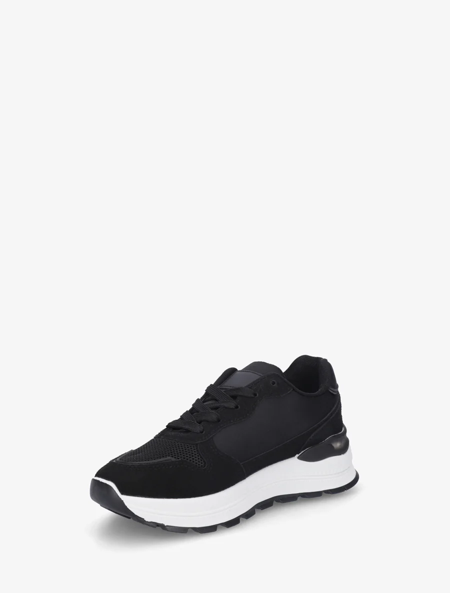Gestileerde sneakers van imitatieleer - Zwart - Image 3