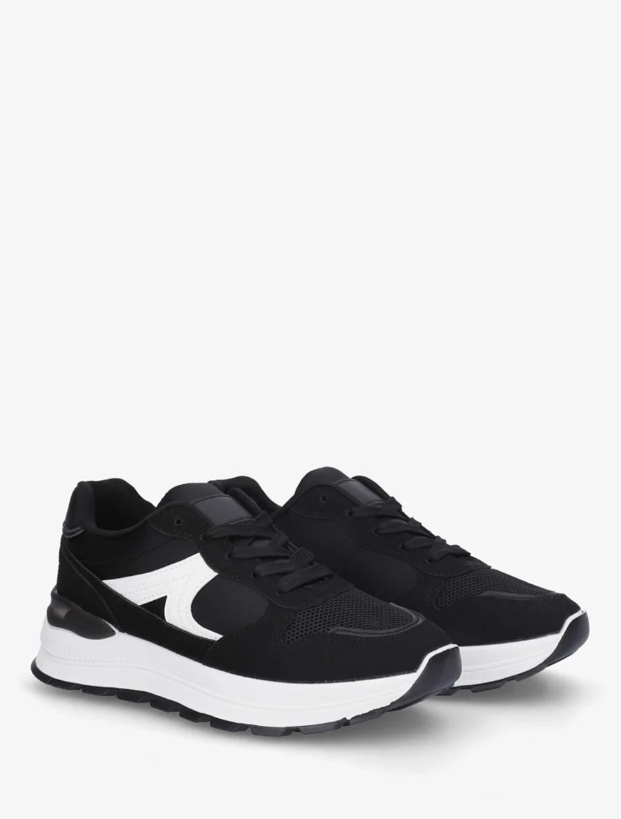 Gestileerde sneakers van imitatieleer - Zwart - Image 4