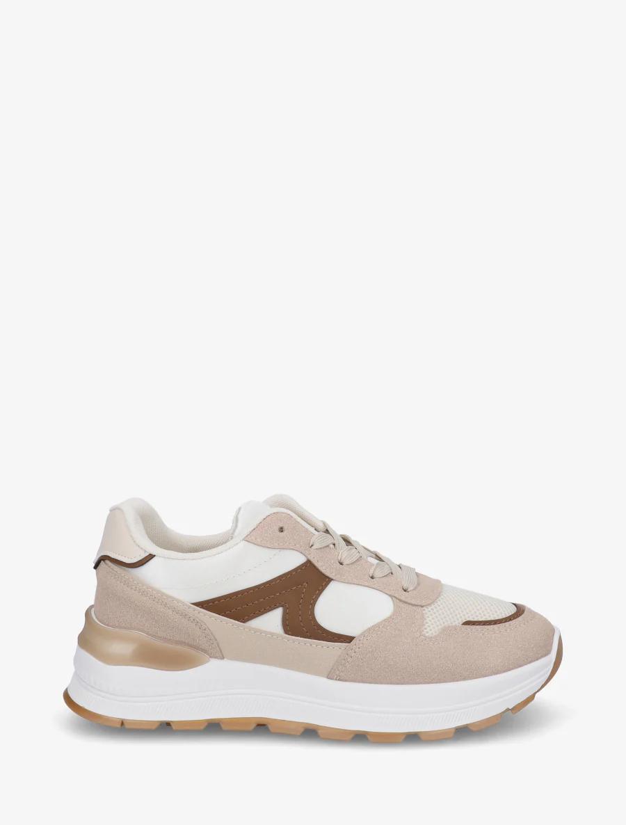 Gestileerde sneakers van imitatieleer - Beige