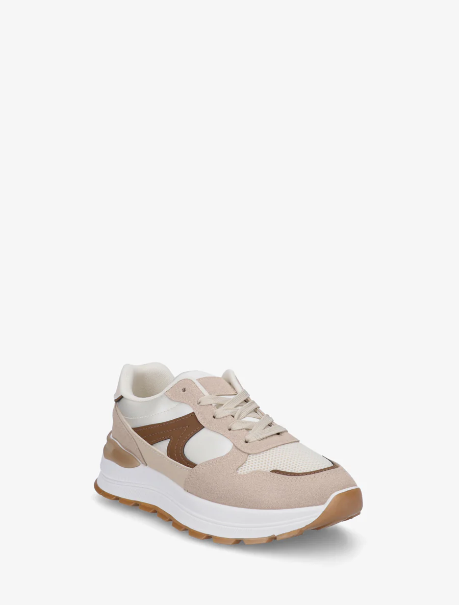 Gestileerde sneakers van imitatieleer - Beige - Image 2