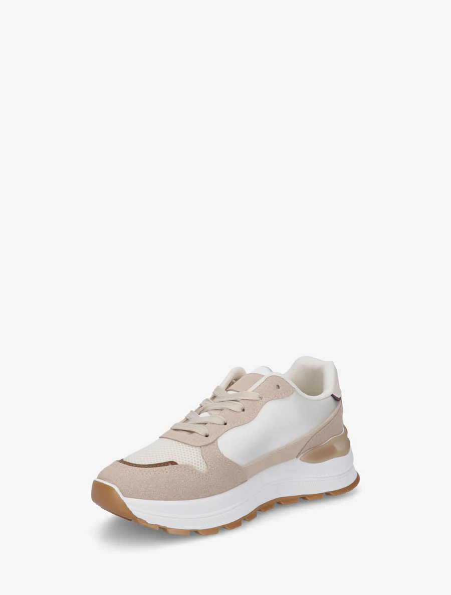 Gestileerde sneakers van imitatieleer - Beige - Image 3