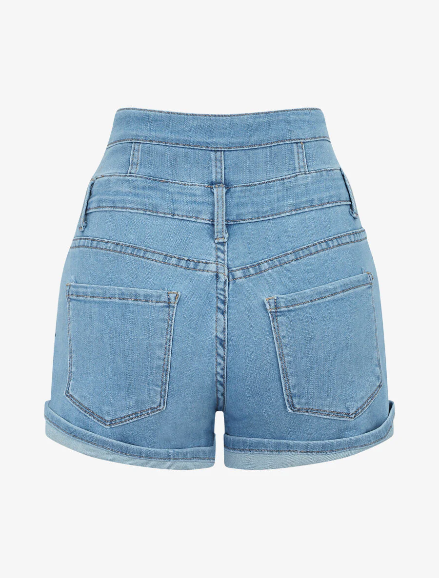 Gestileerde taille jeans short - Denim - Image 2