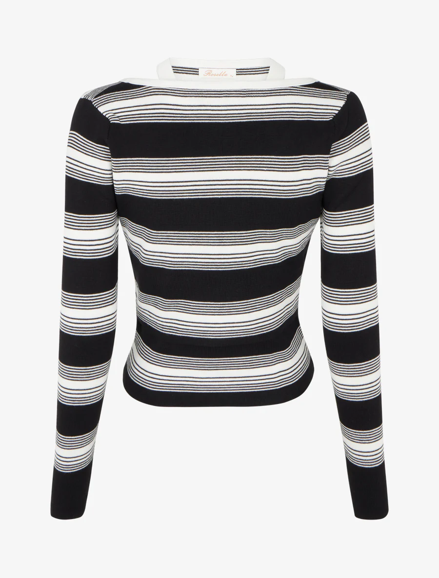 Gestreepte bolero-en-topset - Zwart - Image 2