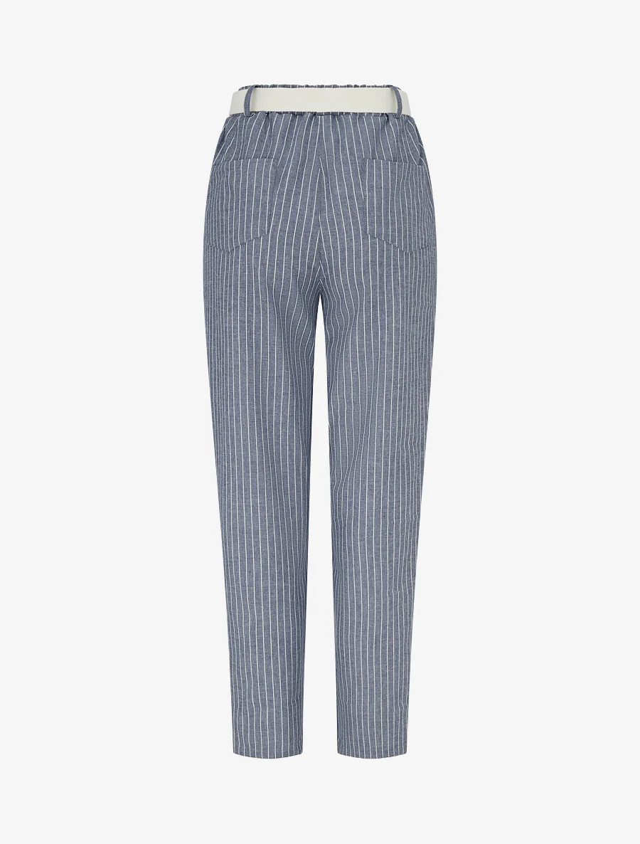 Gestreepte elastische broek - Blauwgrijs - Image 2