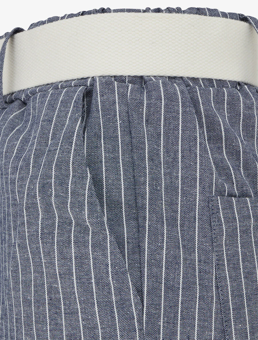 Gestreepte elastische broek - Blauwgrijs - Image 3