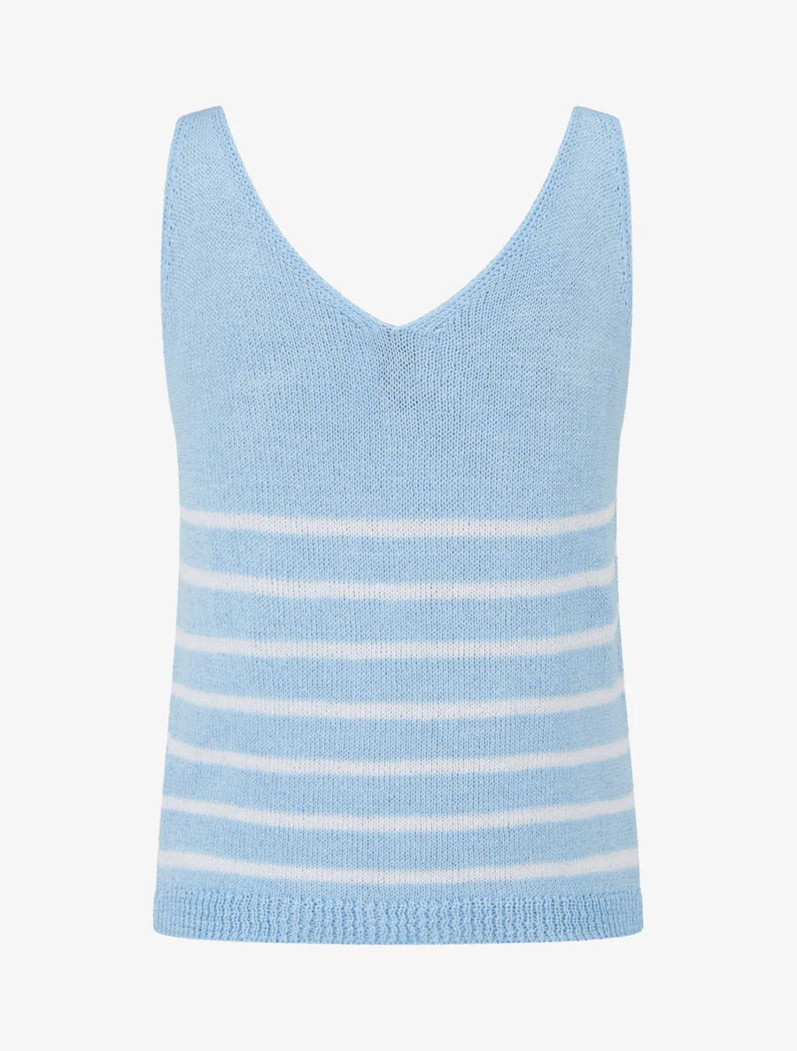 Gestreepte gebreide tanktop - Lichtblauw - Image 2