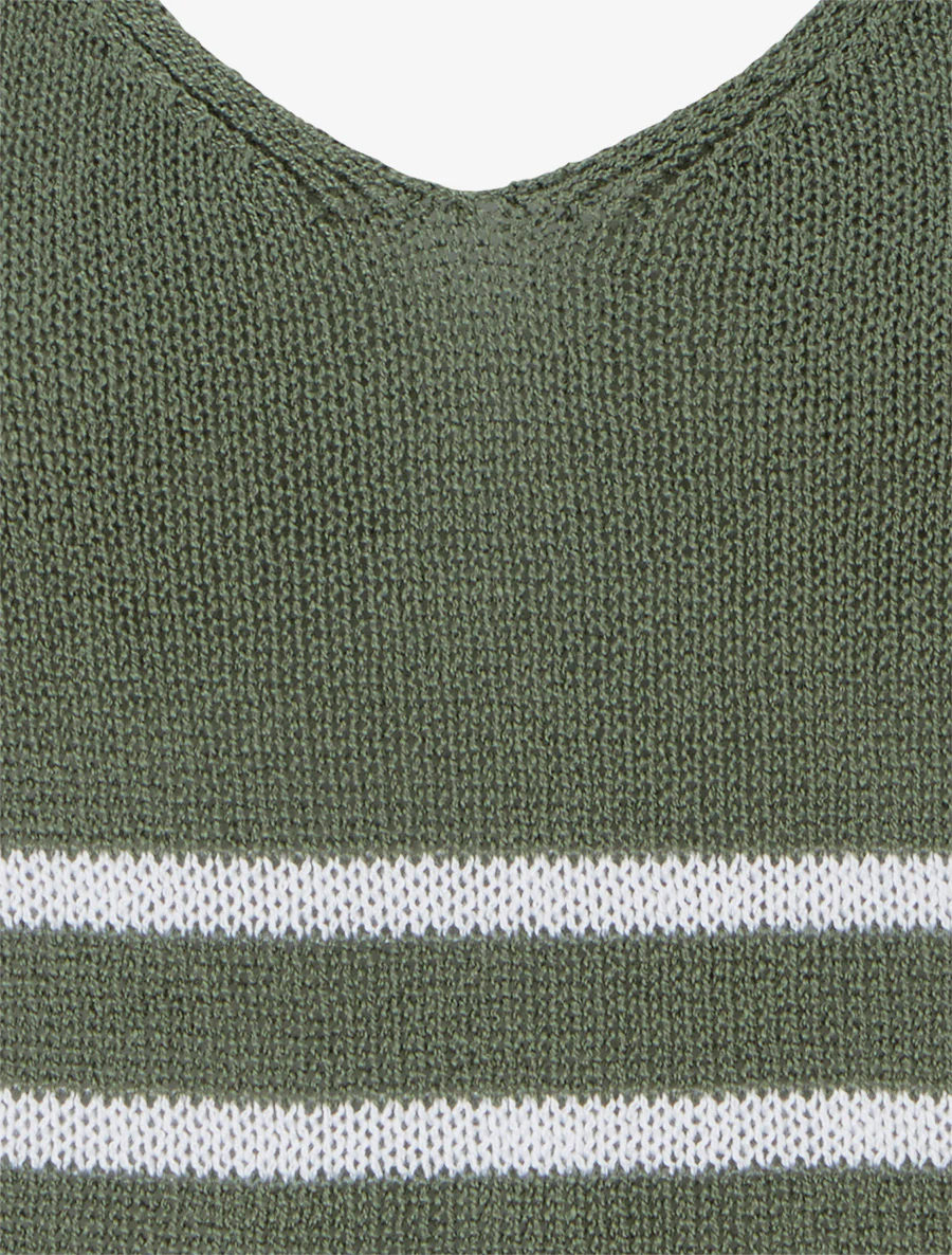 Gestreepte gebreide tanktop - Kaki - Image 3