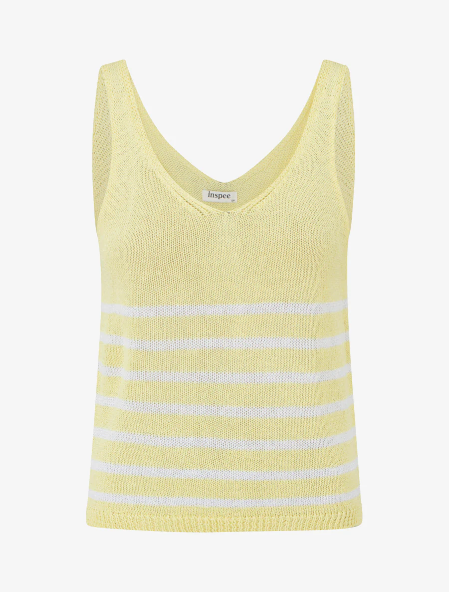 Gestreepte gebreide tanktop - Geel