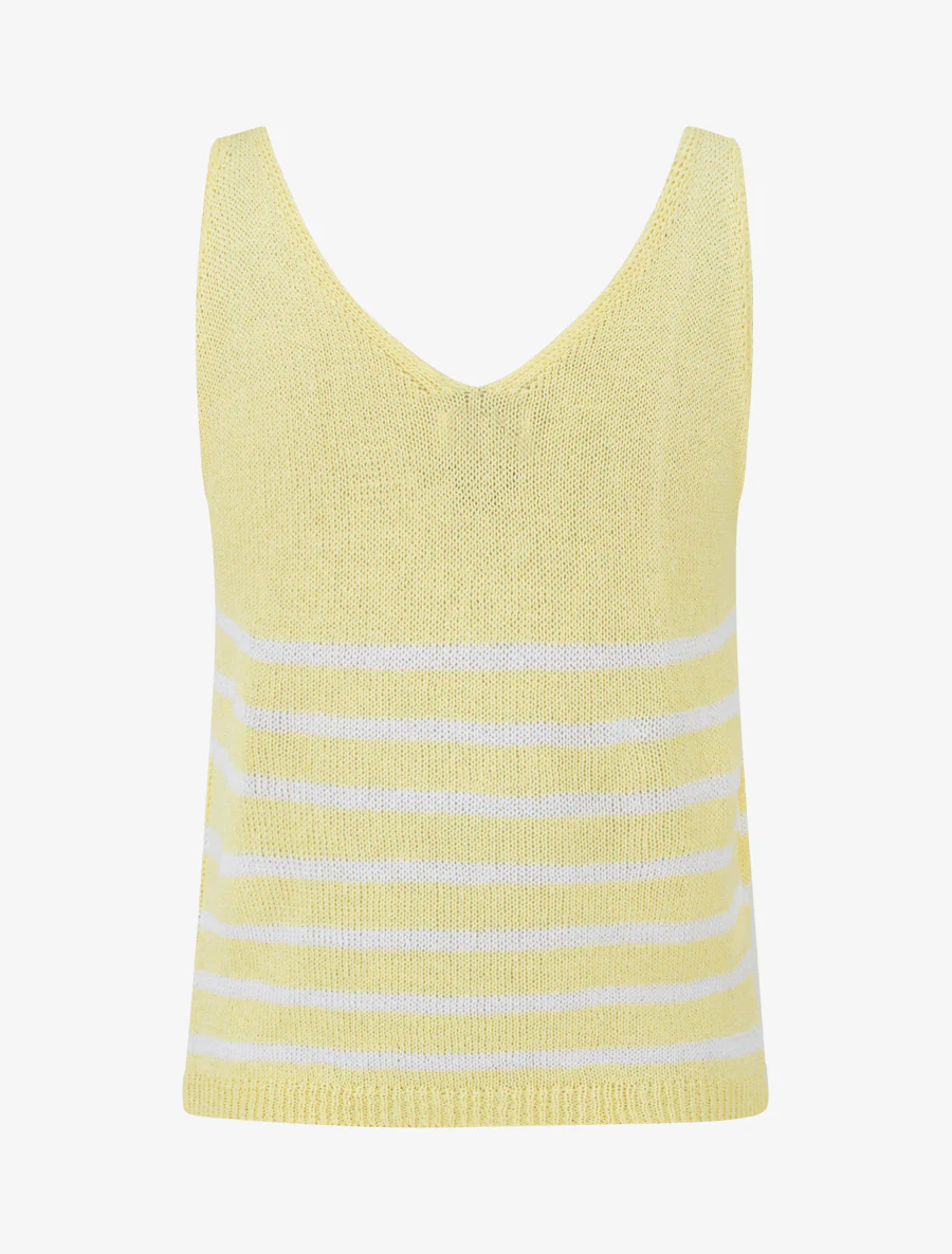 Gestreepte gebreide tanktop - Geel - Image 2