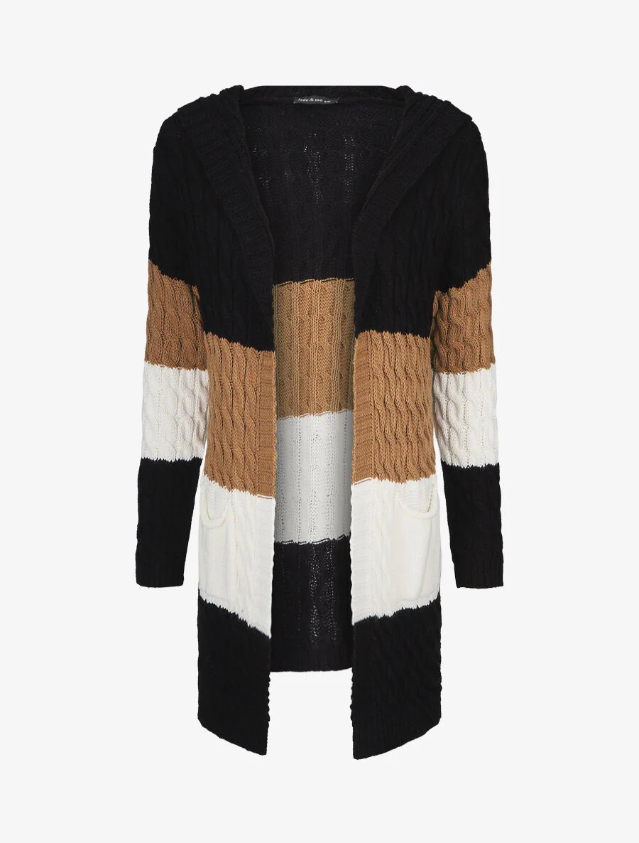 Gestreepte hoodie - Zwart