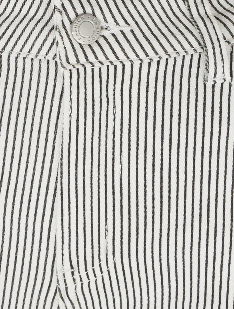 Gestreepte wijde jeans - Wit - Image 3