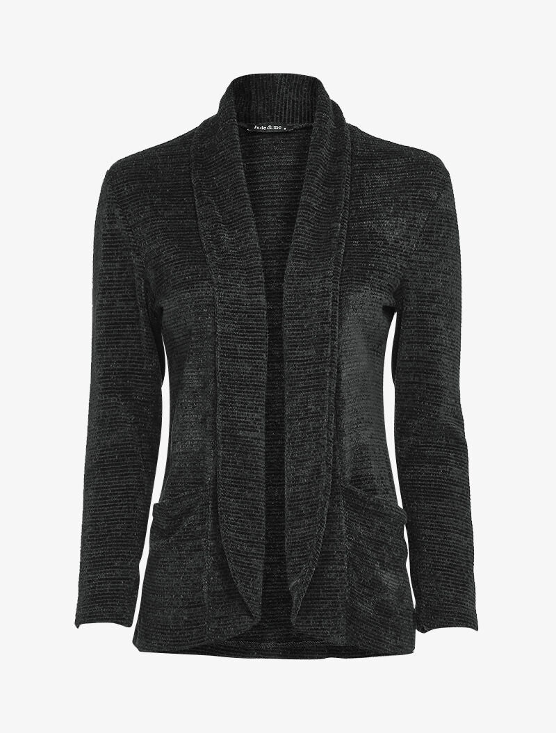 Getextureerd vest met sjaalkraag - Zwart