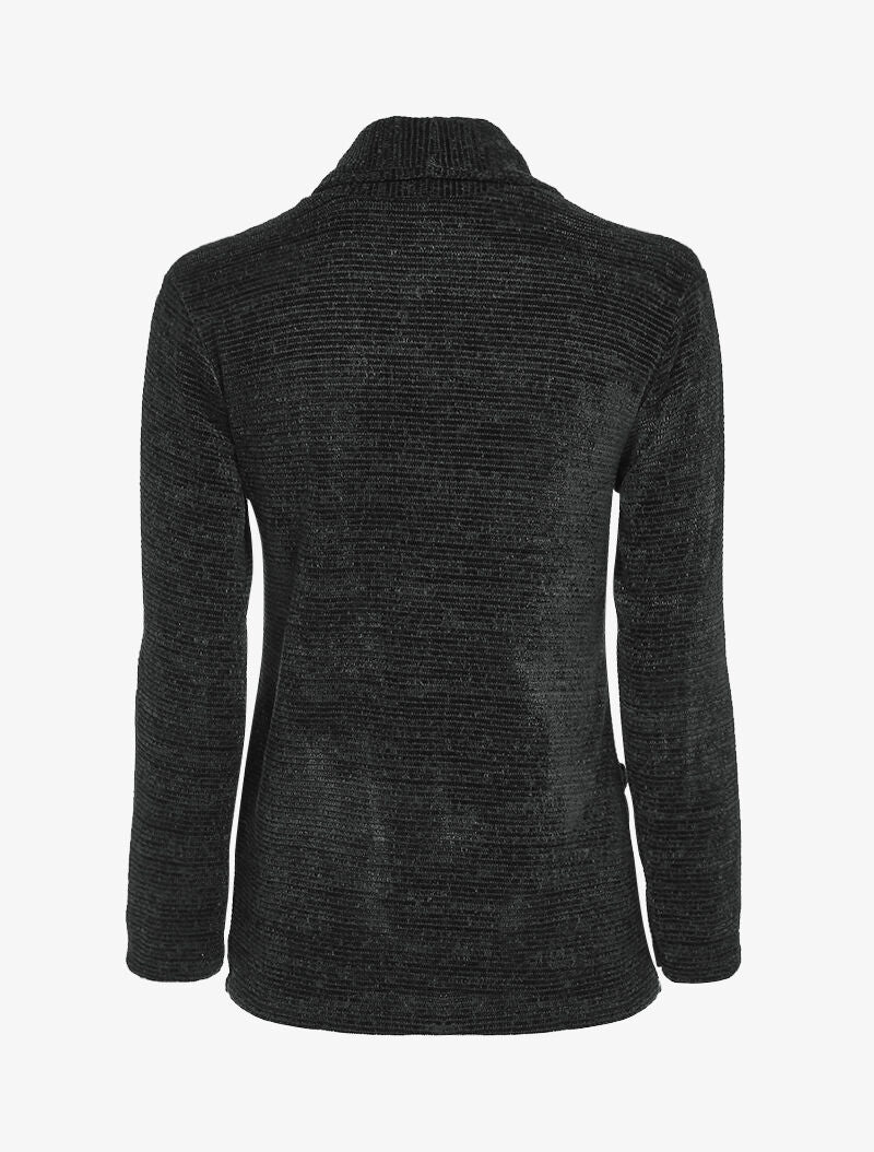 Getextureerd vest met sjaalkraag - Zwart - Image 2