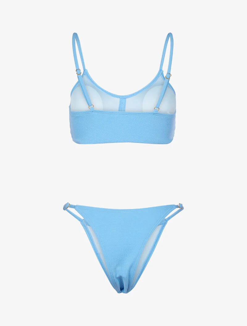Gestructureerde bikini en tanga - lichtblauw - Image 2