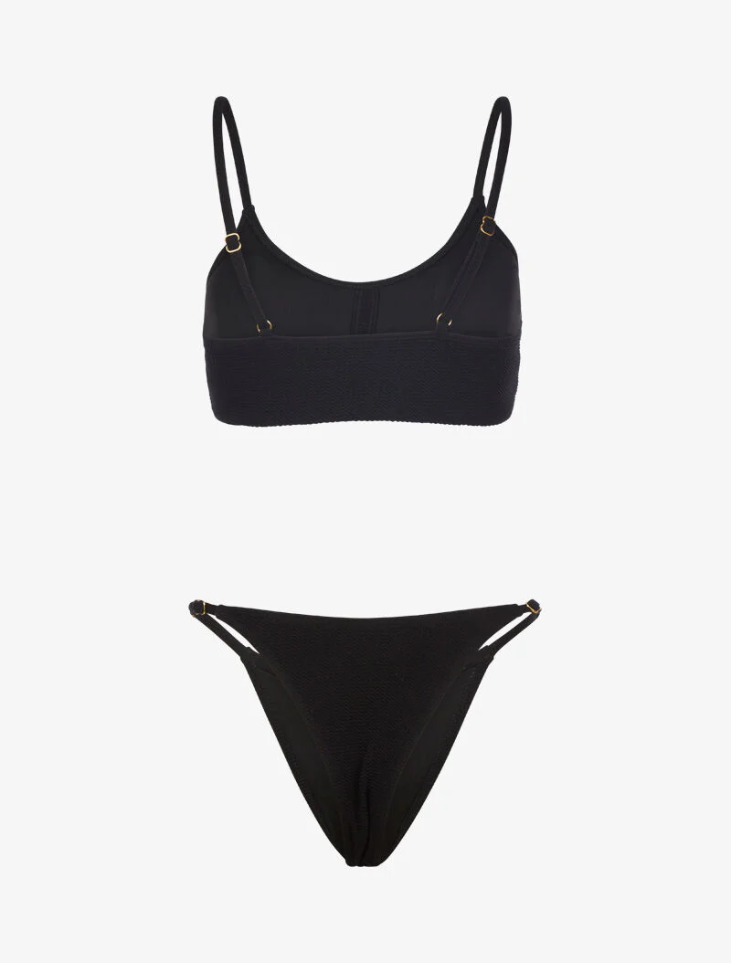 Gestructureerde bikini en tanga - zwart - Image 2