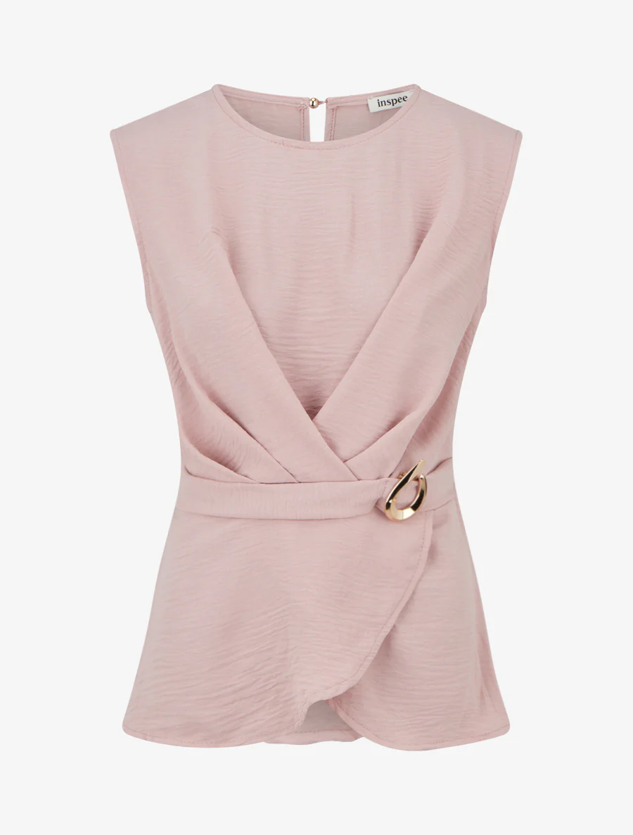 Getailleerd top met decoratieve gesp - Roos