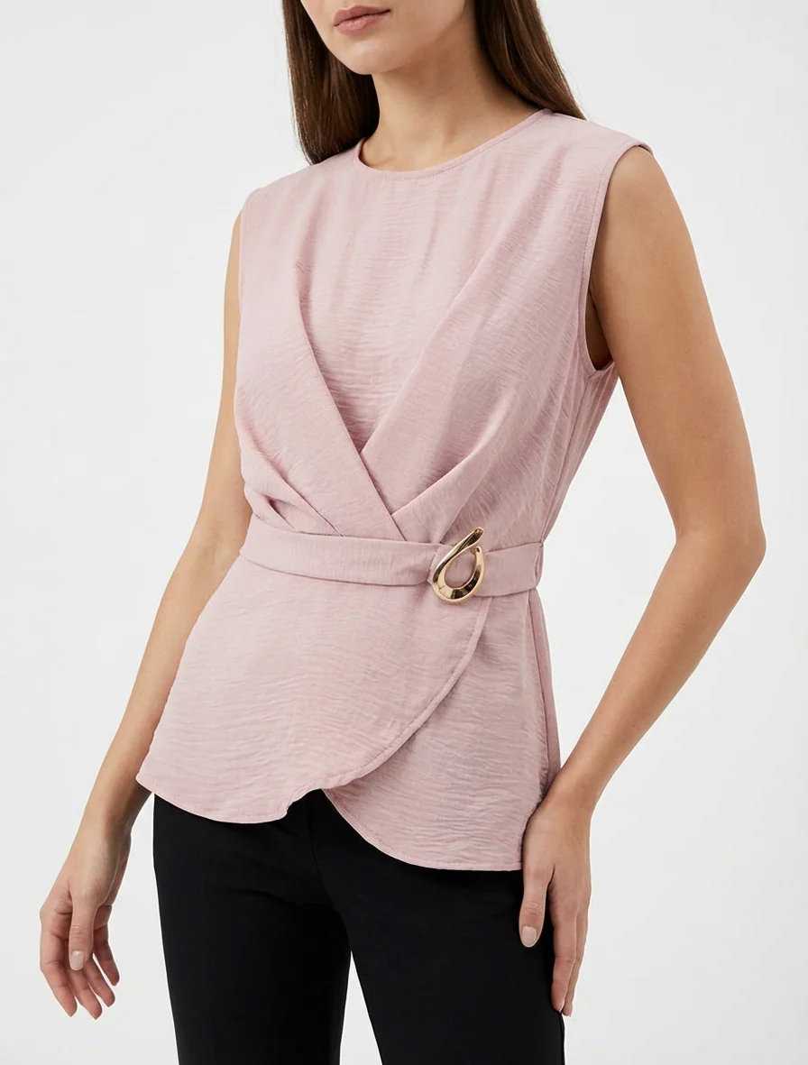 Getailleerd top met decoratieve gesp - Roos - Image 4