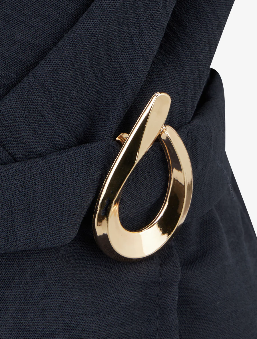 Getailleerd top met decoratieve gesp - Nachtblauw - Image 3