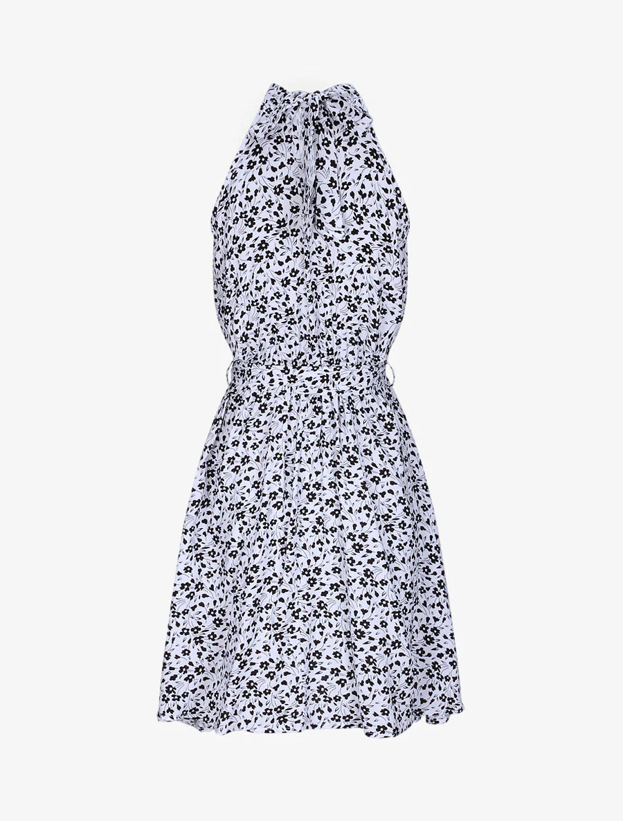 Getailleerde bloemenprint jurk met Amerikaanse kraag - Wit - Image 2