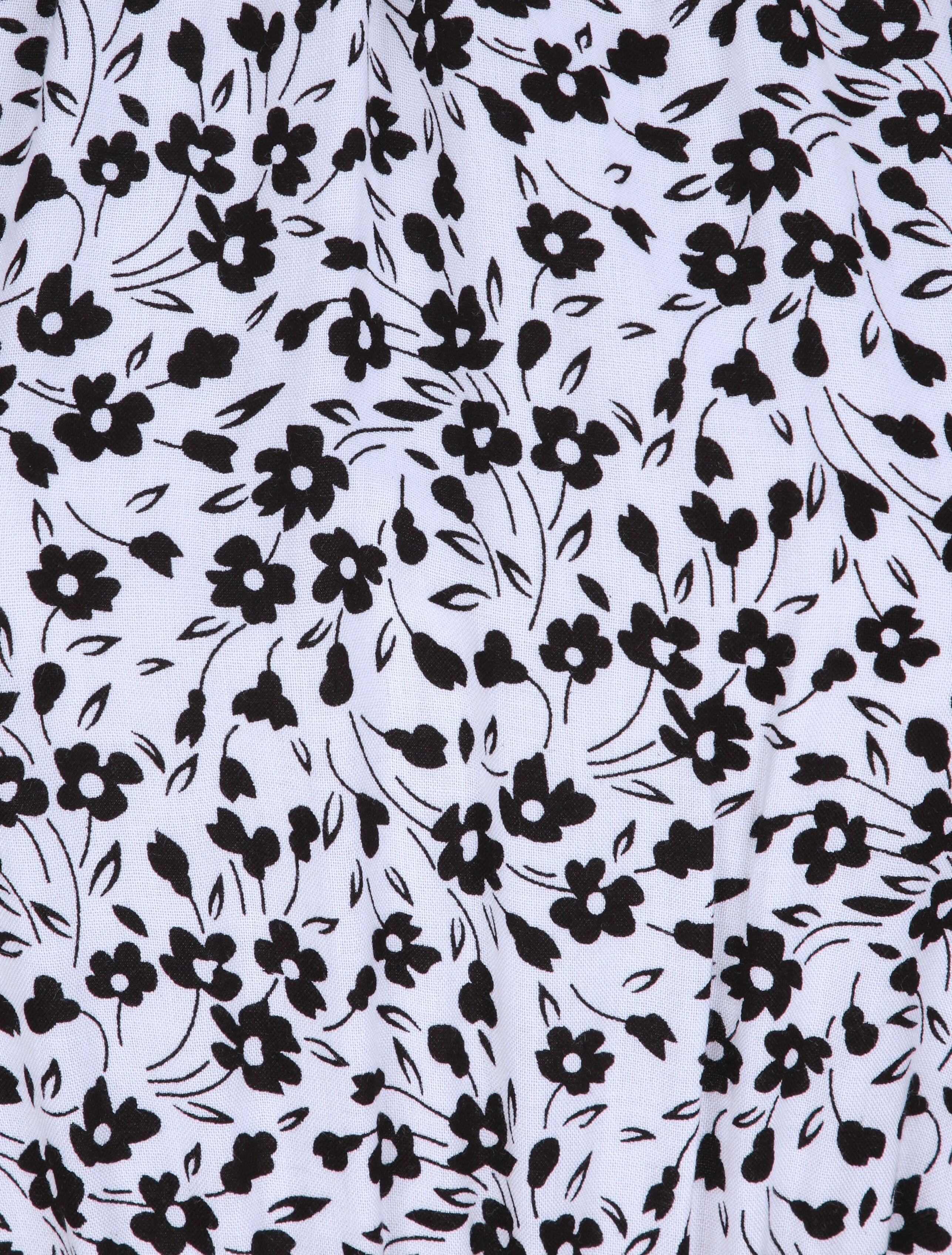 Getailleerde bloemenprint jurk met Amerikaanse kraag - Wit - Image 3