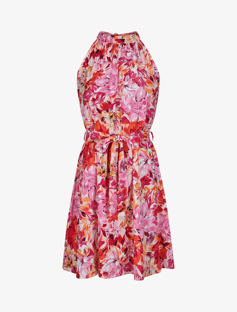Getailleerde bloemenprint jurk met Amerikaanse kraag - Roze - Image 2