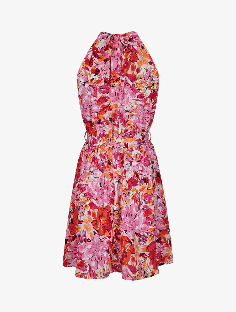 Getailleerde bloemenprint jurk met Amerikaanse kraag - Roze - Image 3