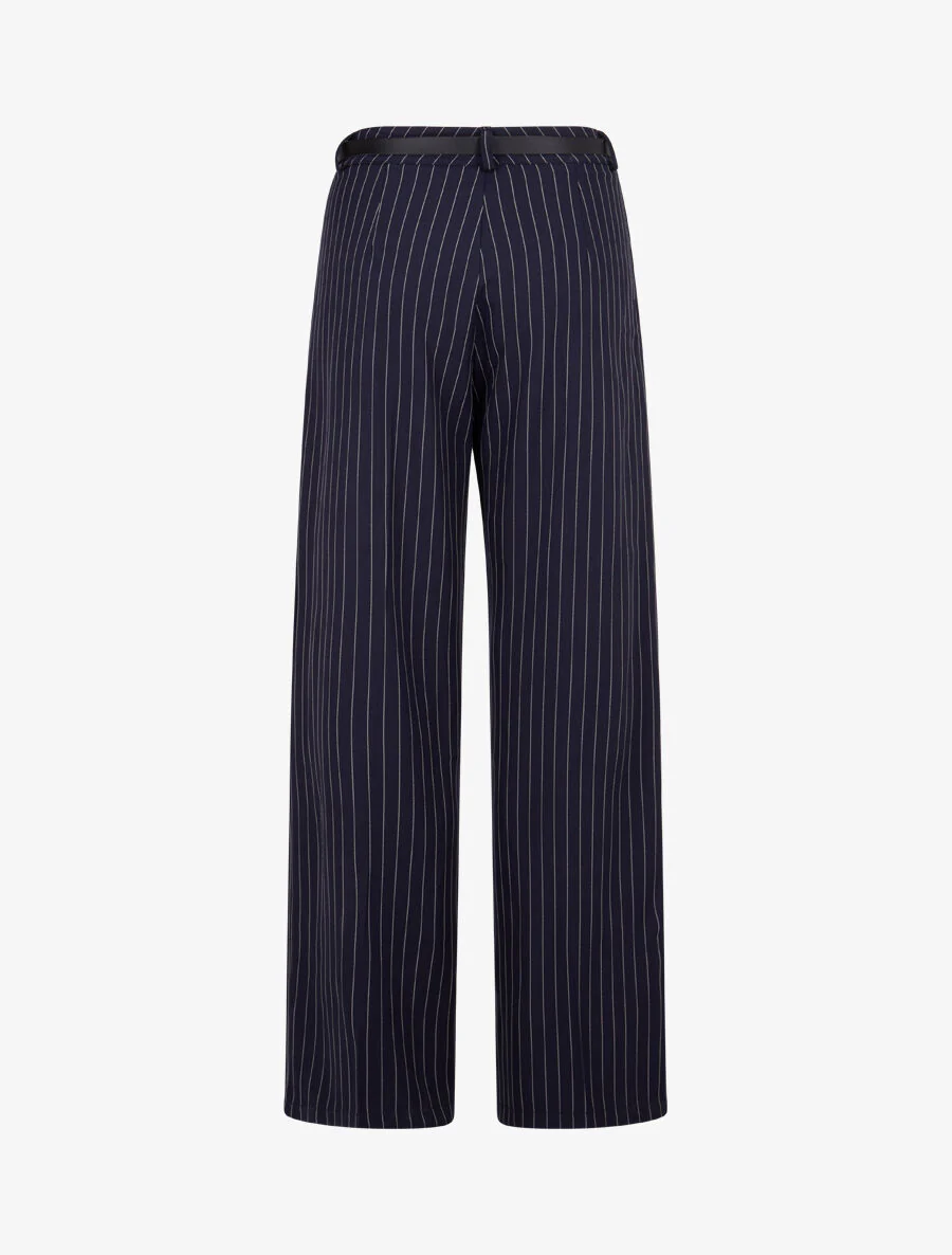Getailleerde broek met fijne strepen - Donkerblauw - Image 2