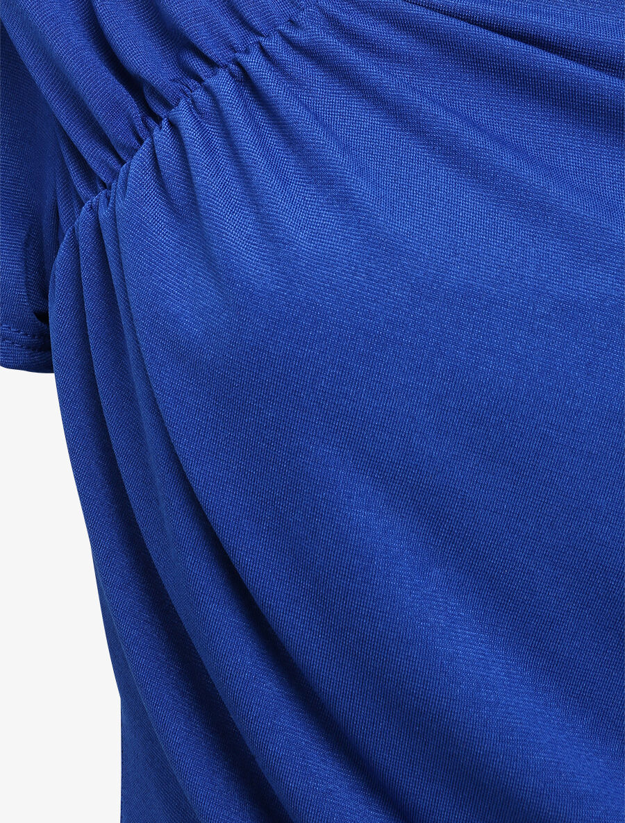 Getailleerde eenkleurige body met asymmetrische kraag - Elektrisch blauw - Image 3