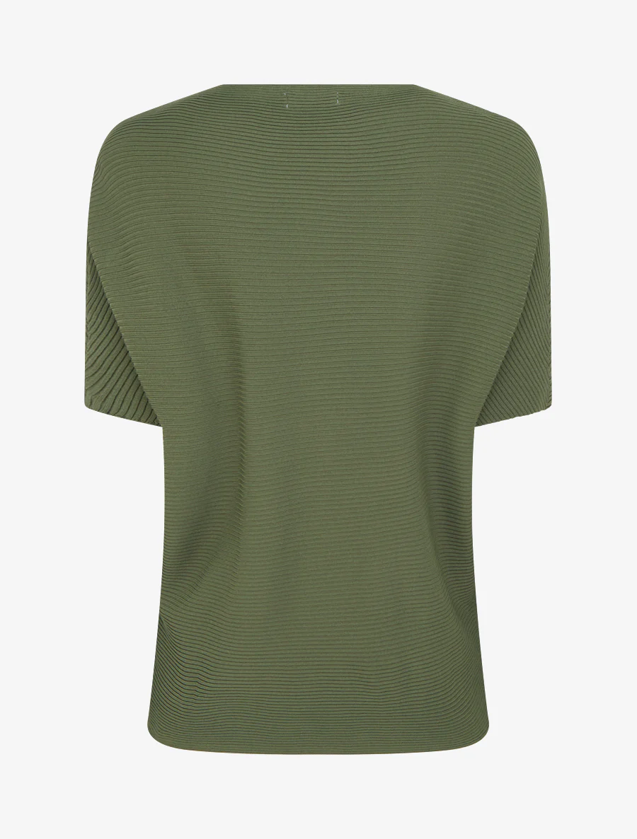 Getextureerde top met korte mouwen - Kaki - Image 2