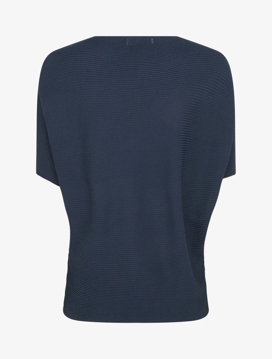 Getextureerde top met korte mouwen - Marine - Image 2